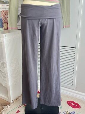 Ralph Lauren low rise gray fold over cotton & spandex yoga athletic pants